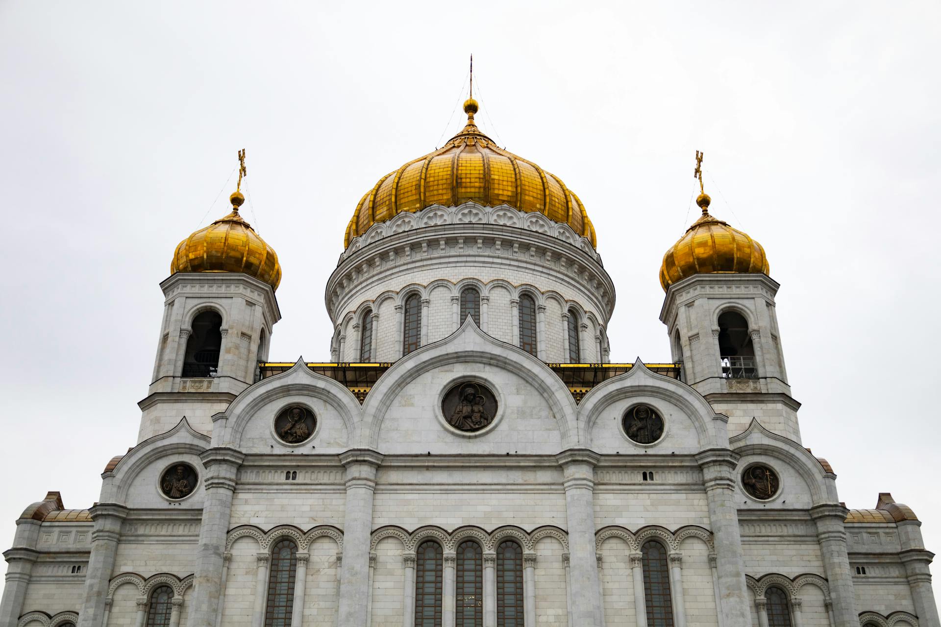 Cathedral of Christ the Saviour with golden domes, Moscow, Russia